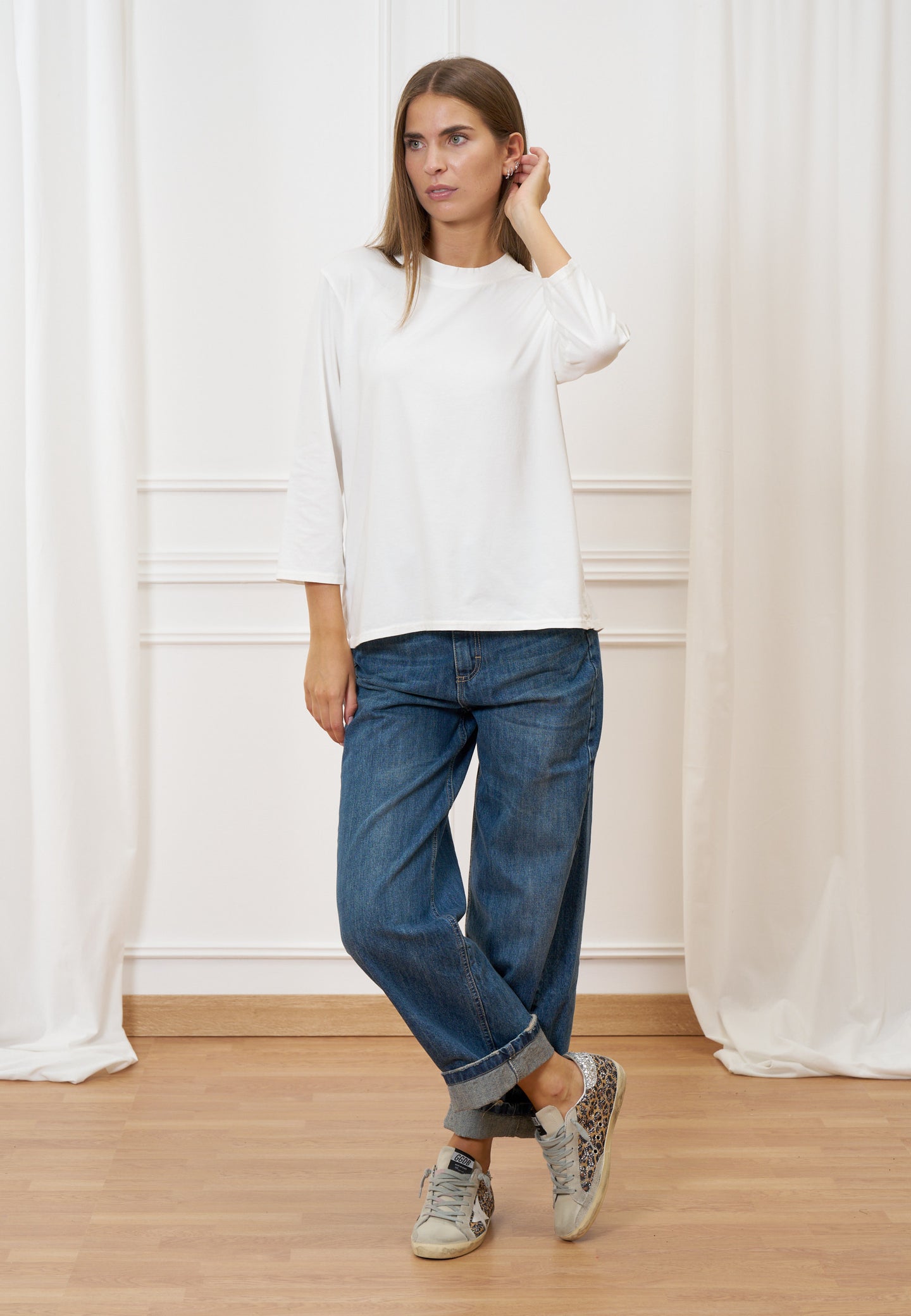 T-shirt girocollo manica trequarti