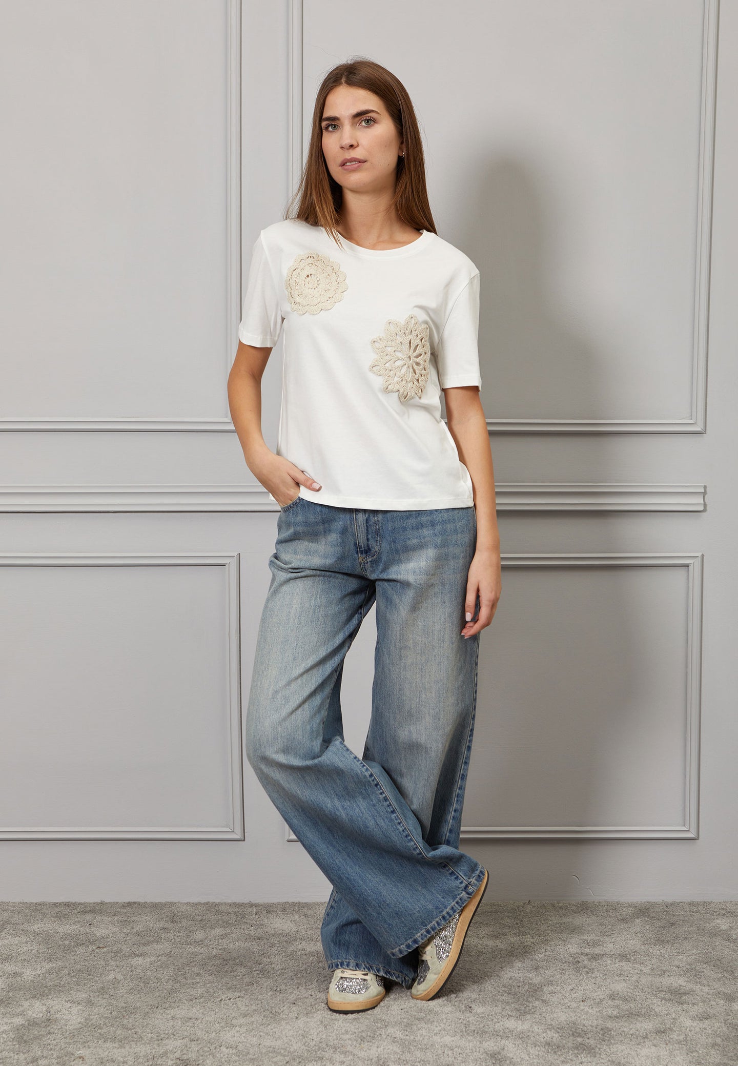 T-shirt patch macramè