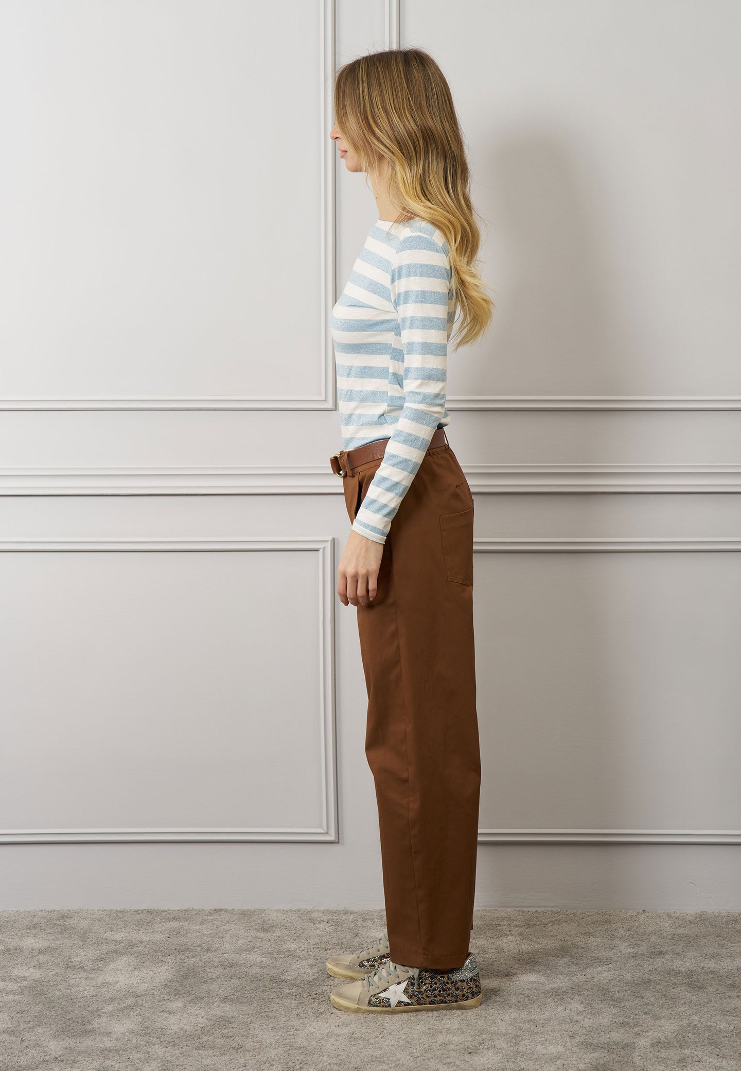 T-shirt riga larga e lurex