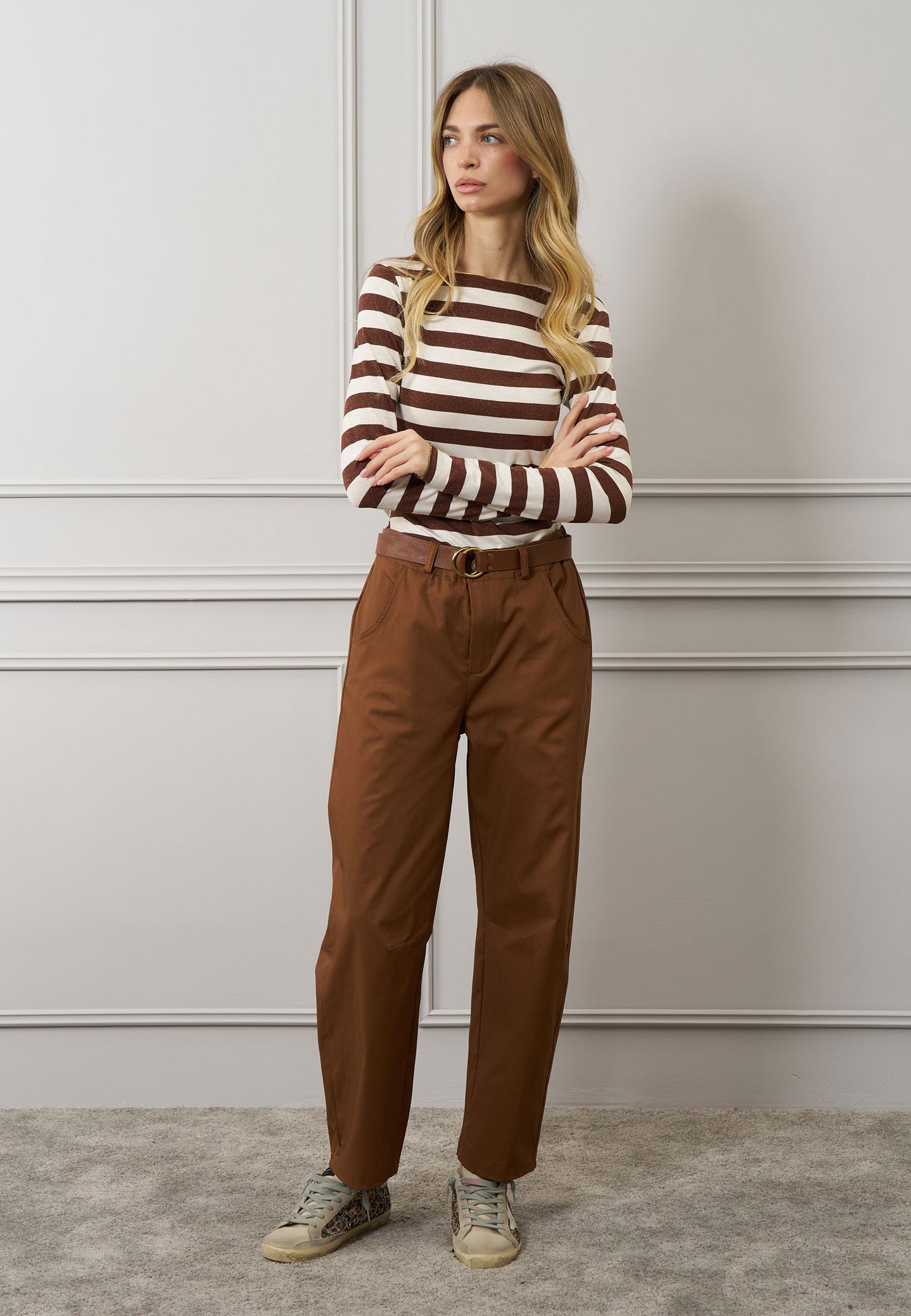 T-shirt riga larga e lurex