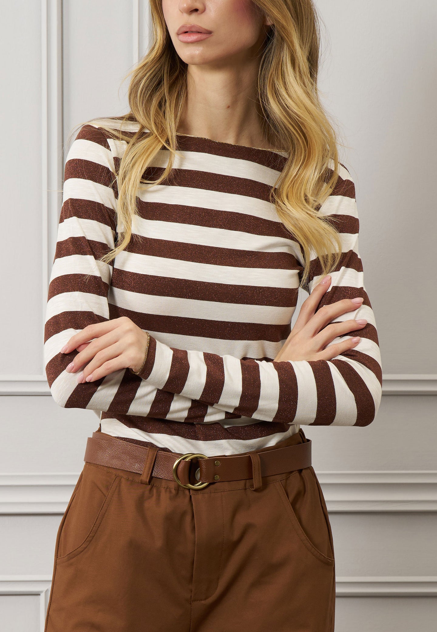 T-shirt riga larga e lurex