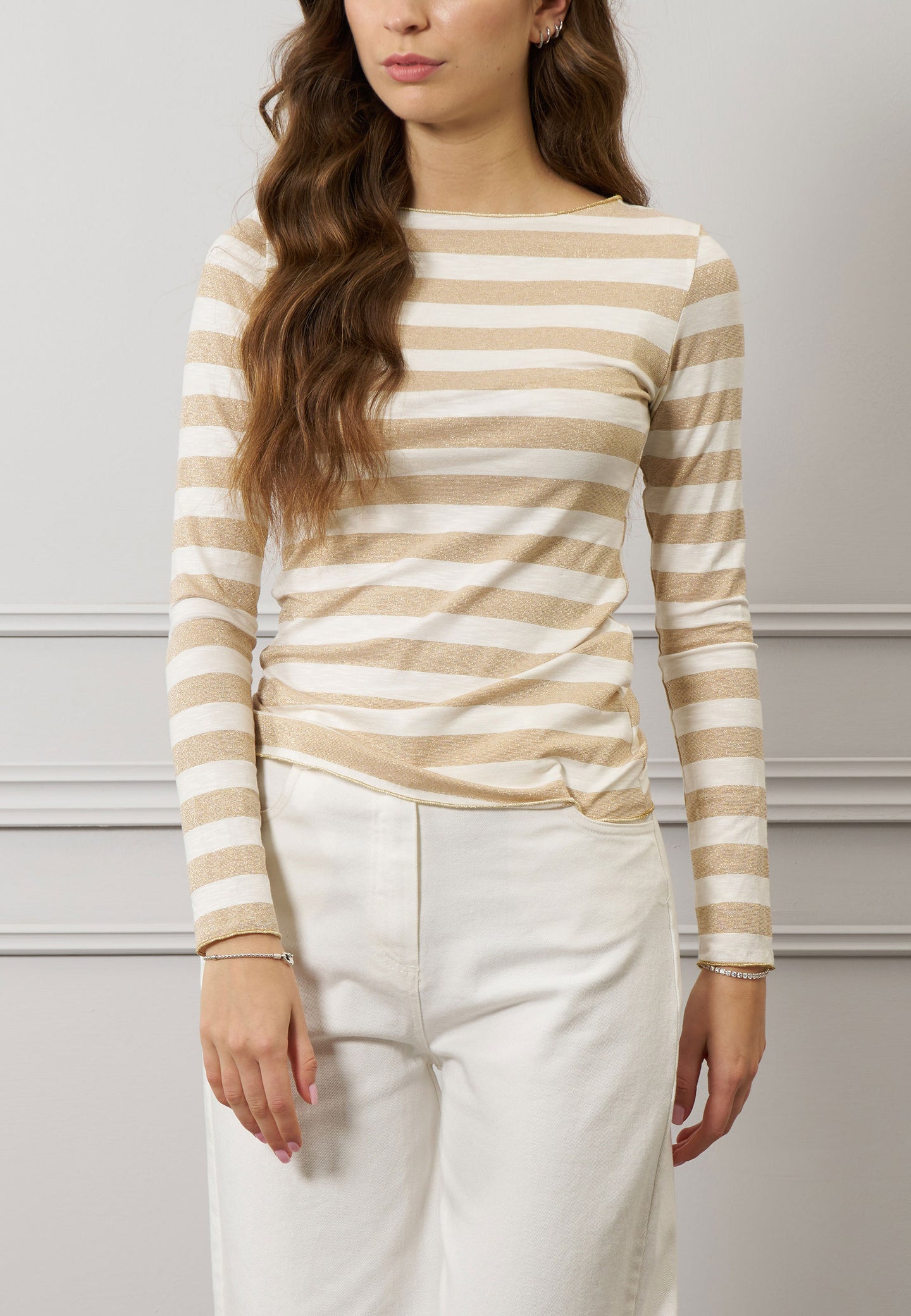 T-shirt riga larga e lurex