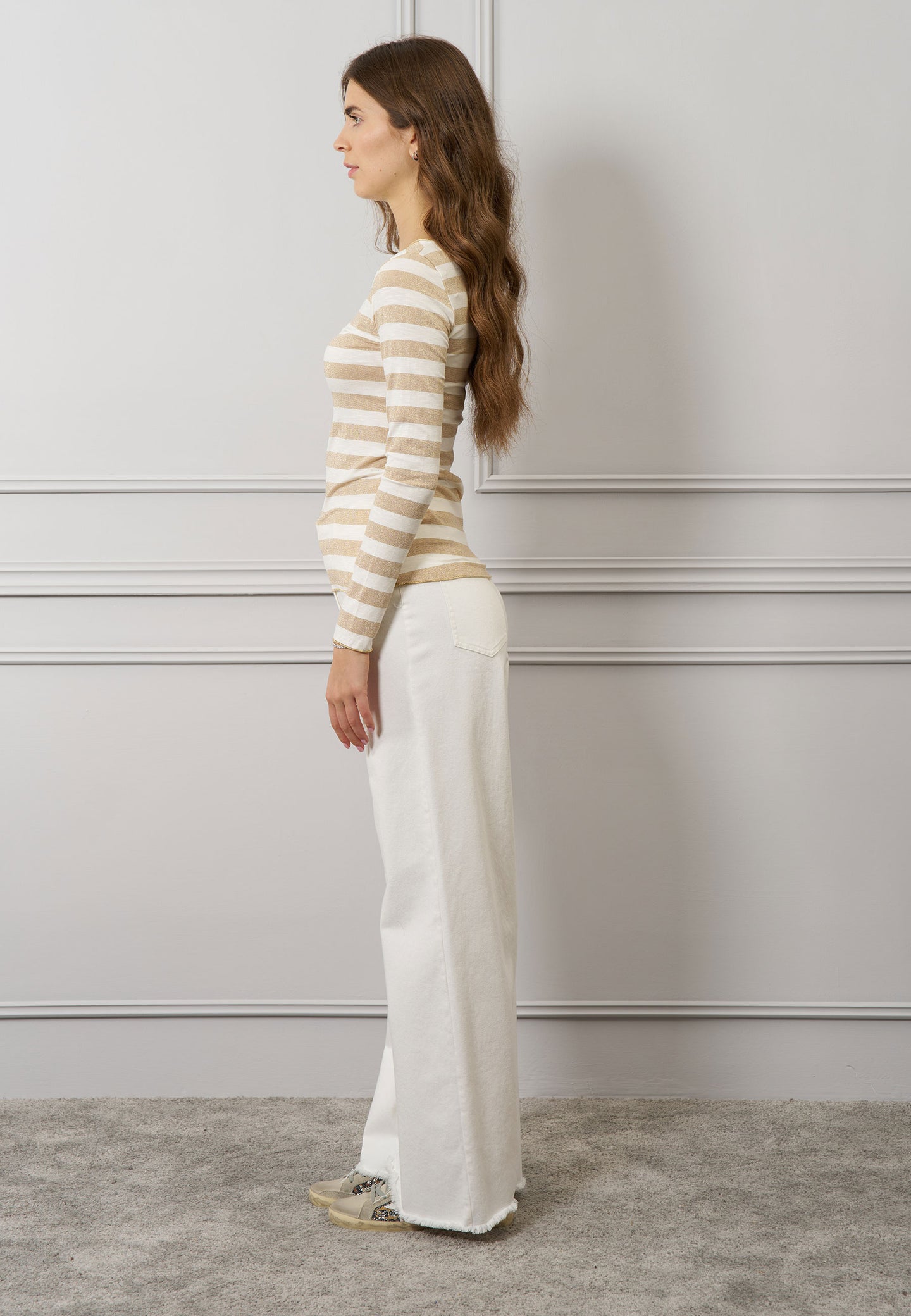 T-shirt riga larga e lurex