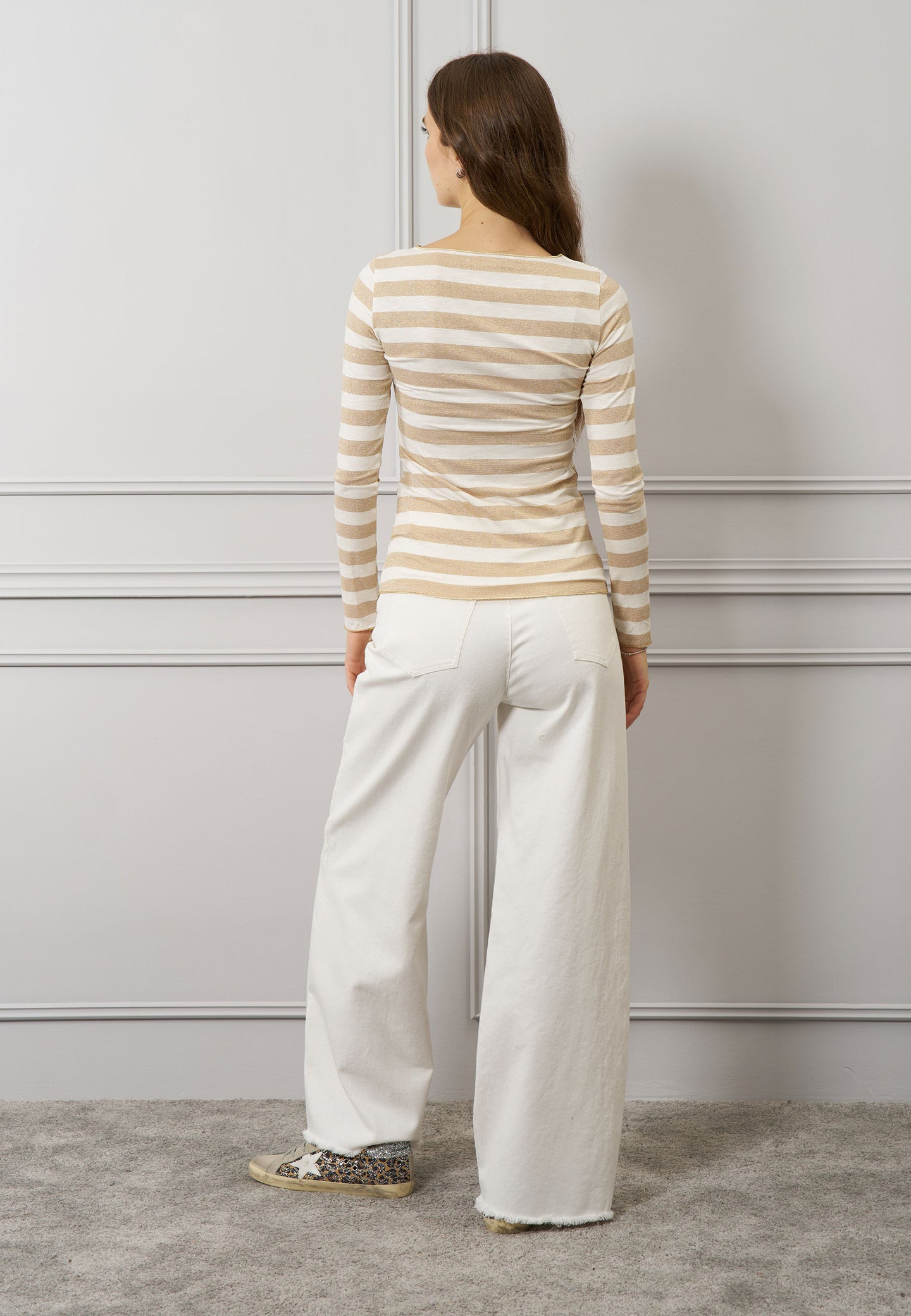 T-shirt riga larga e lurex