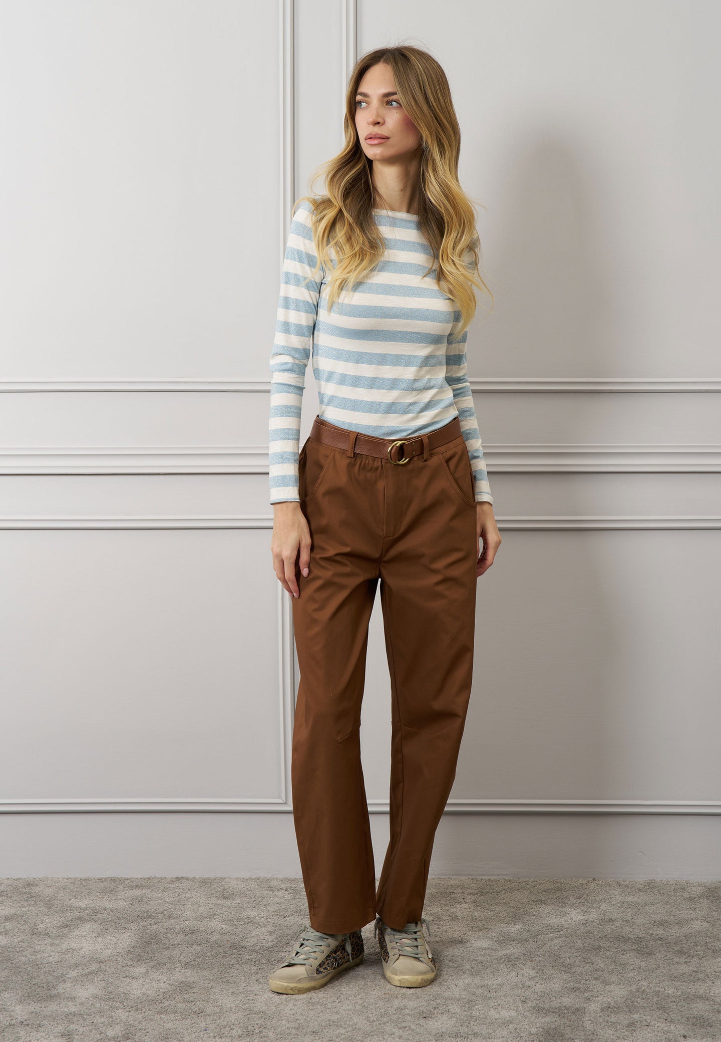 T-shirt riga larga e lurex