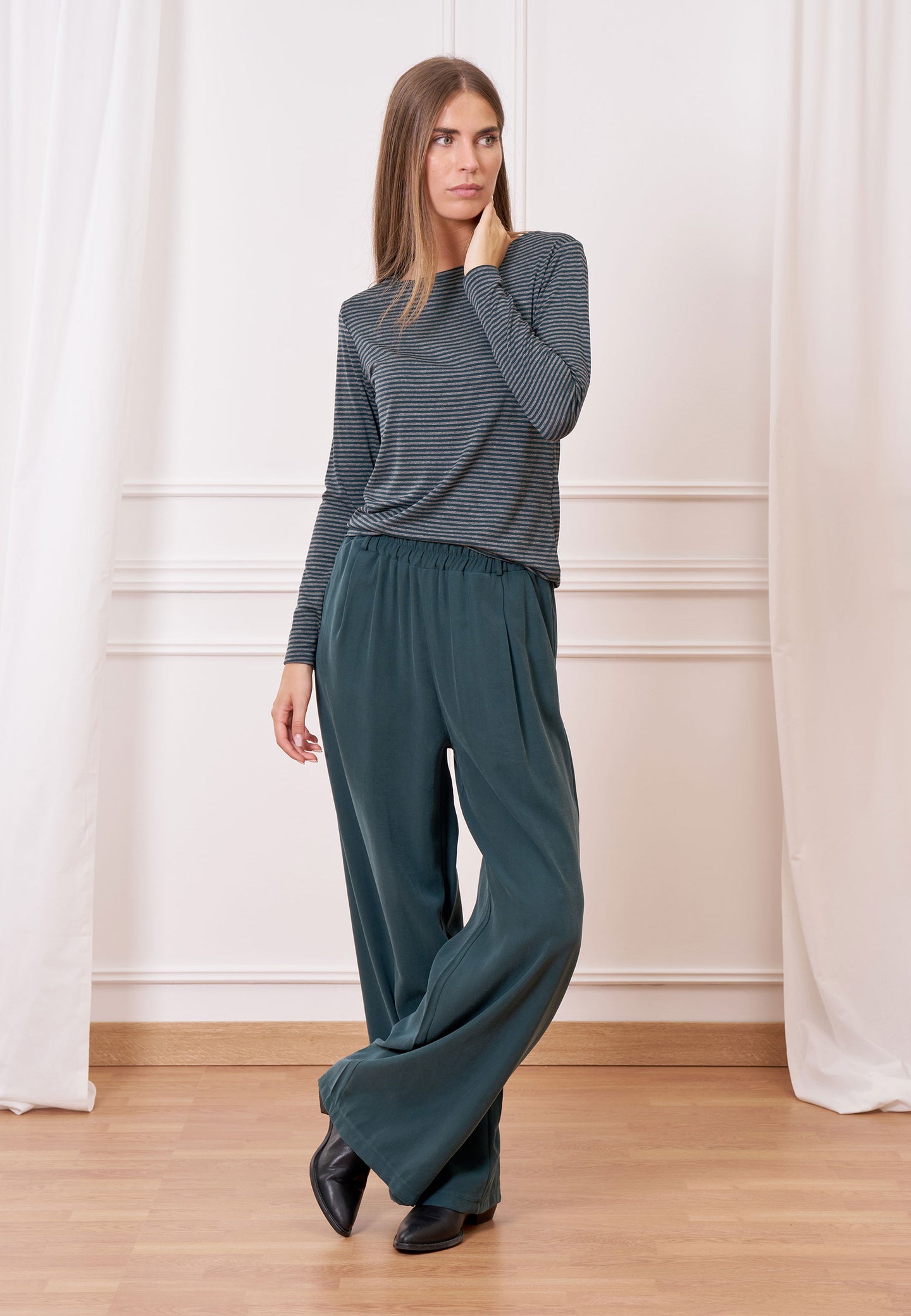 T-shirt a righe bicolore