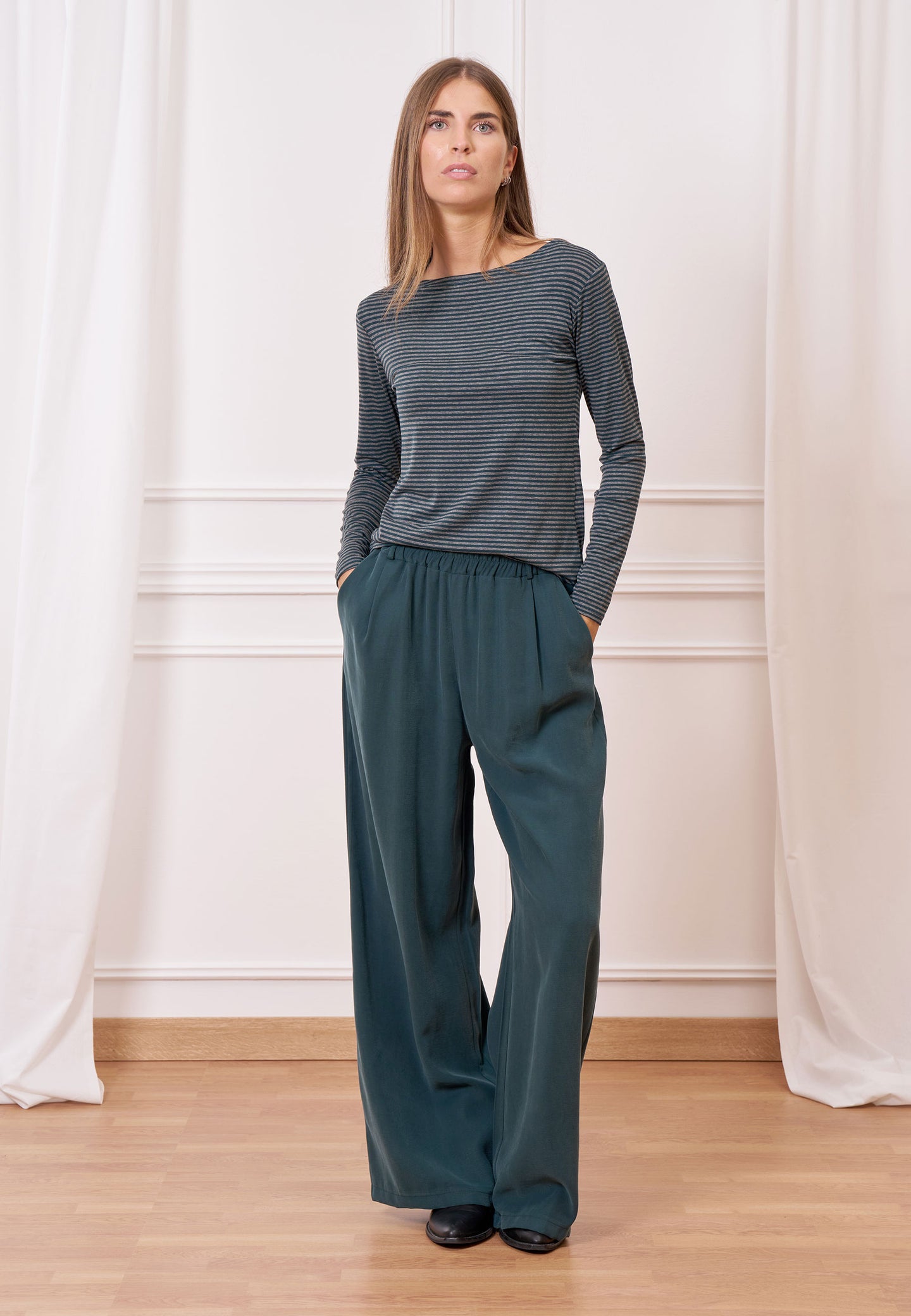 T-shirt a righe bicolore