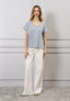 T-shirt righe scollo in lurex