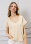 T-shirt righe scollo in lurex