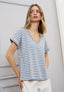T-shirt righe scollo in lurex