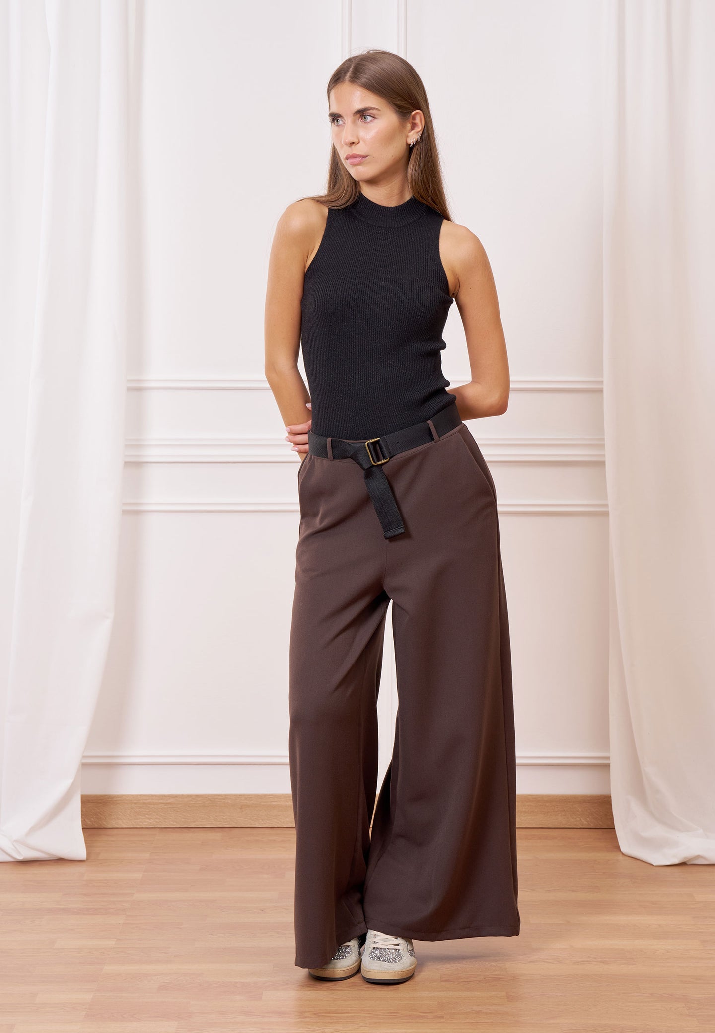 Pantalone melange vita alta