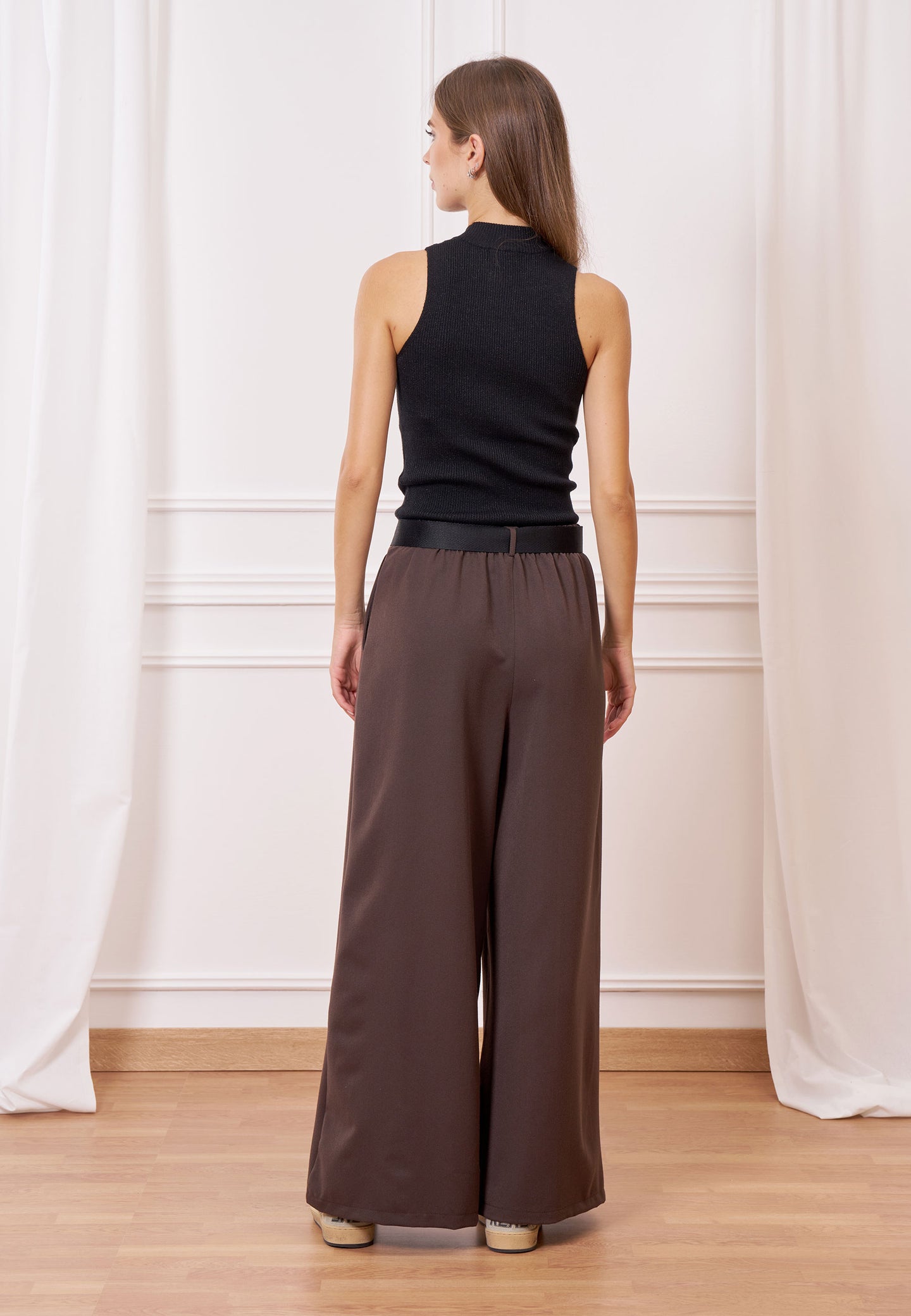 Pantalone melange vita alta