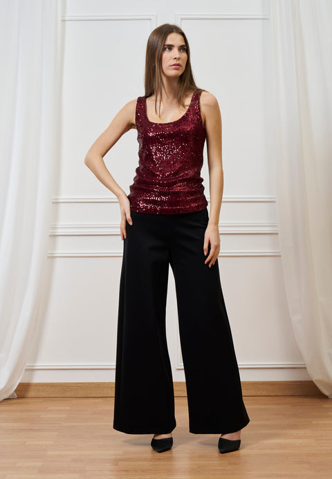 Top paillettes scollo profondo