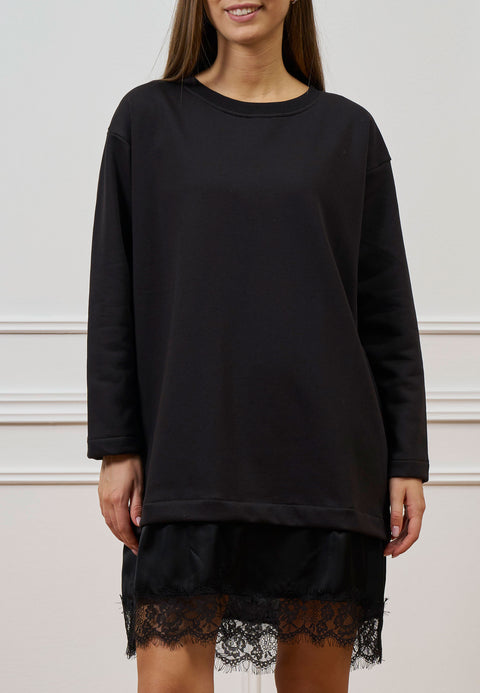 Vestito corto con pizzo sul fondo