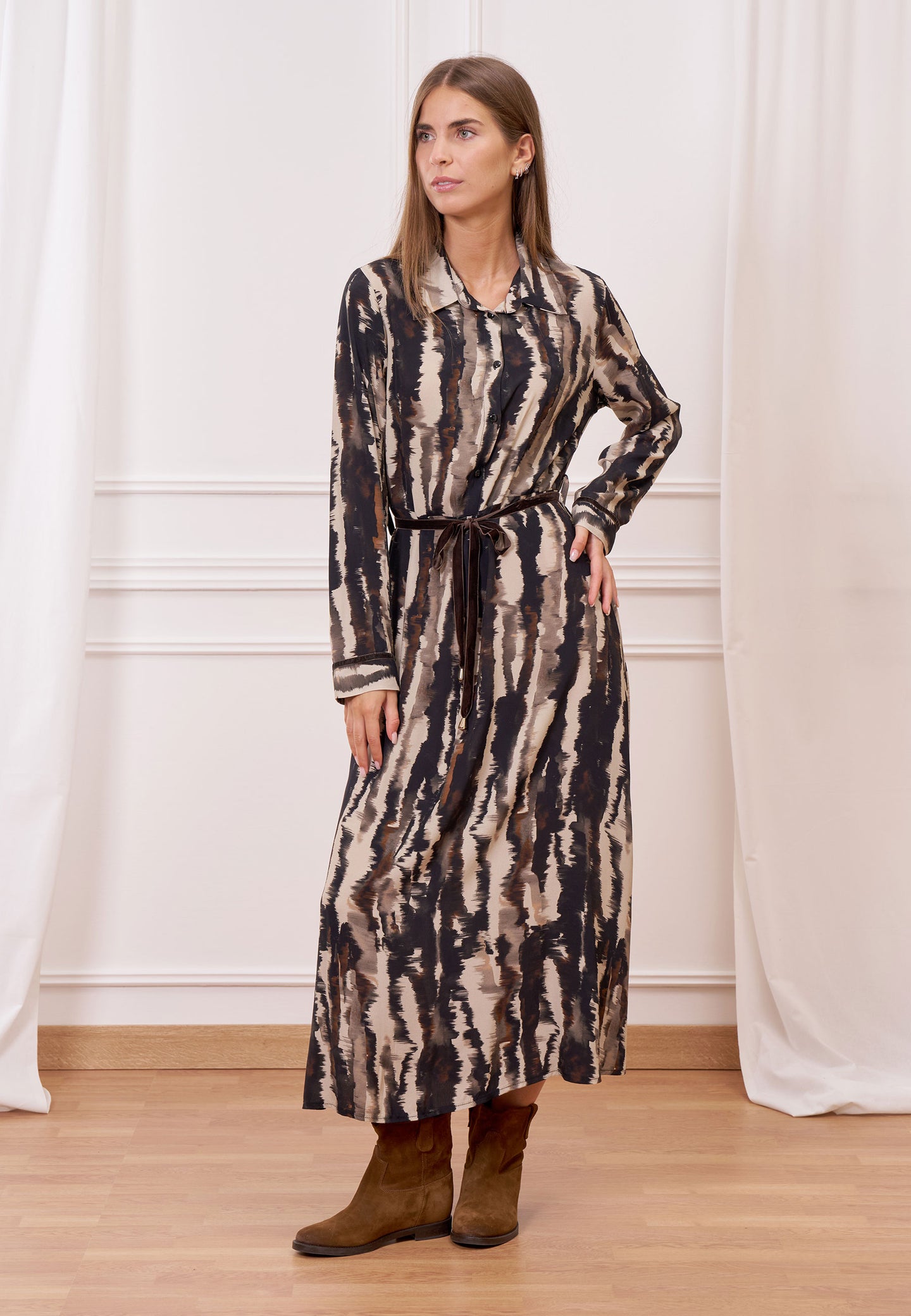 Vestito lungo chemisier fantasia