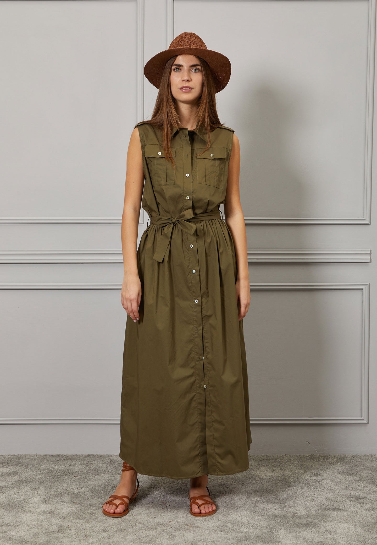 Vestito lungo chemisier in cotone