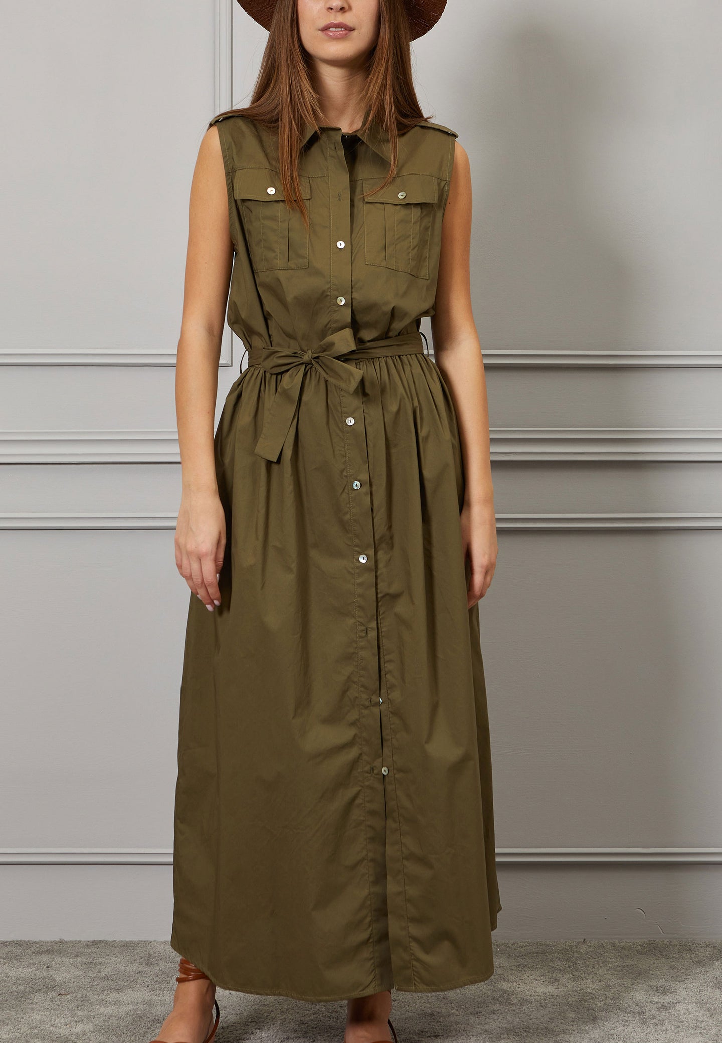 Vestito lungo chemisier in cotone