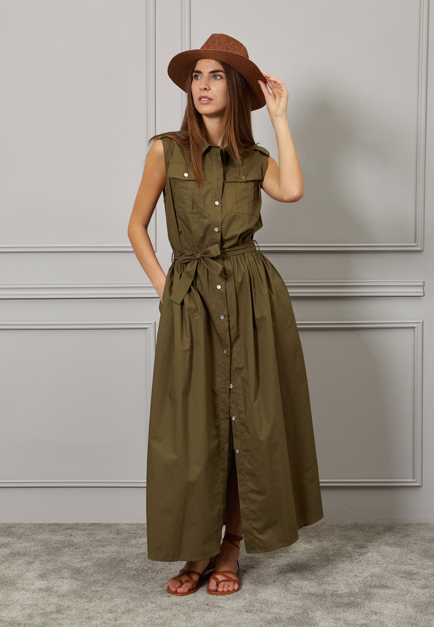 Vestito lungo chemisier in cotone