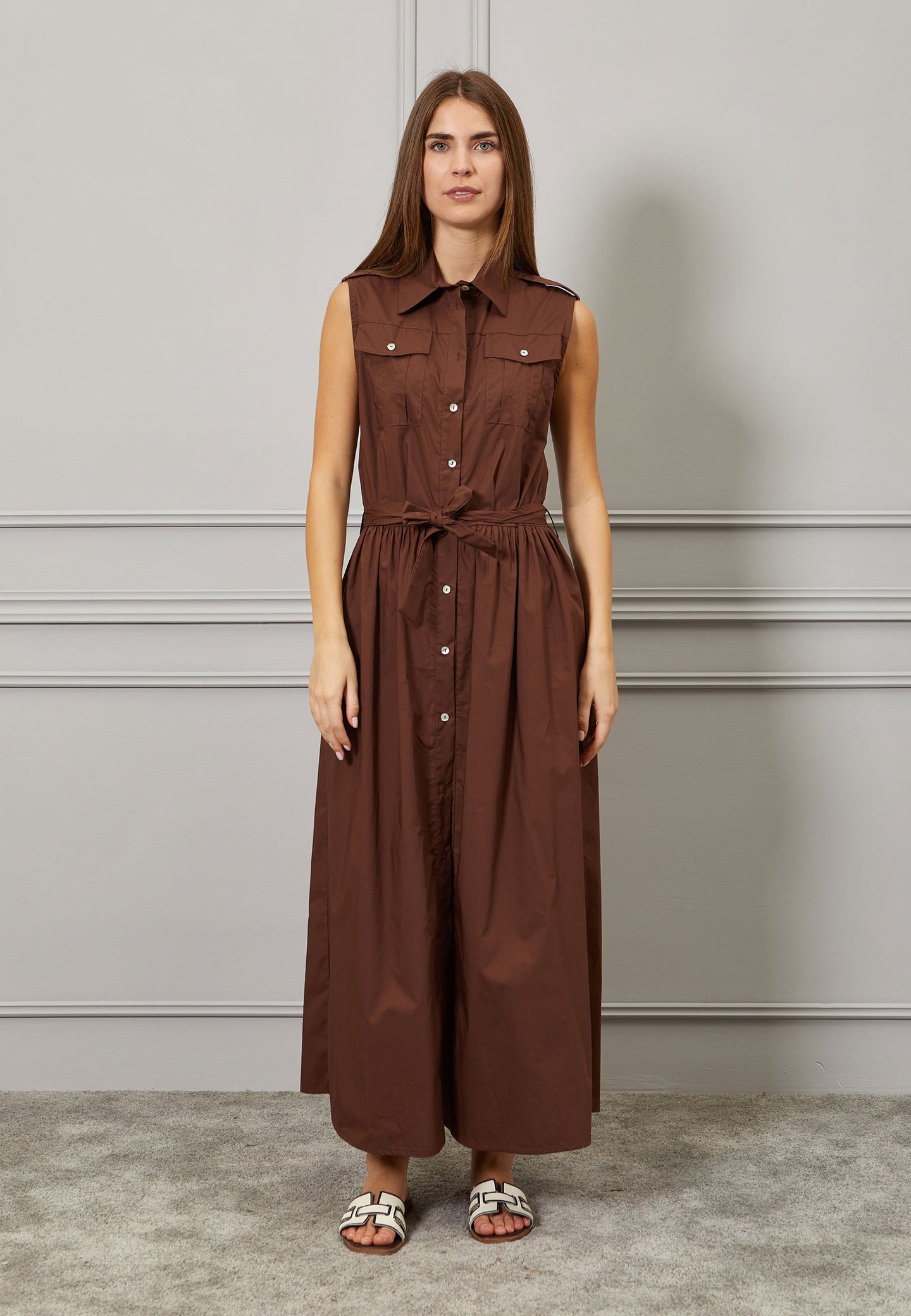 Vestito lungo chemisier in cotone