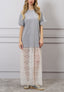 Vestito lungo combinato pizzo