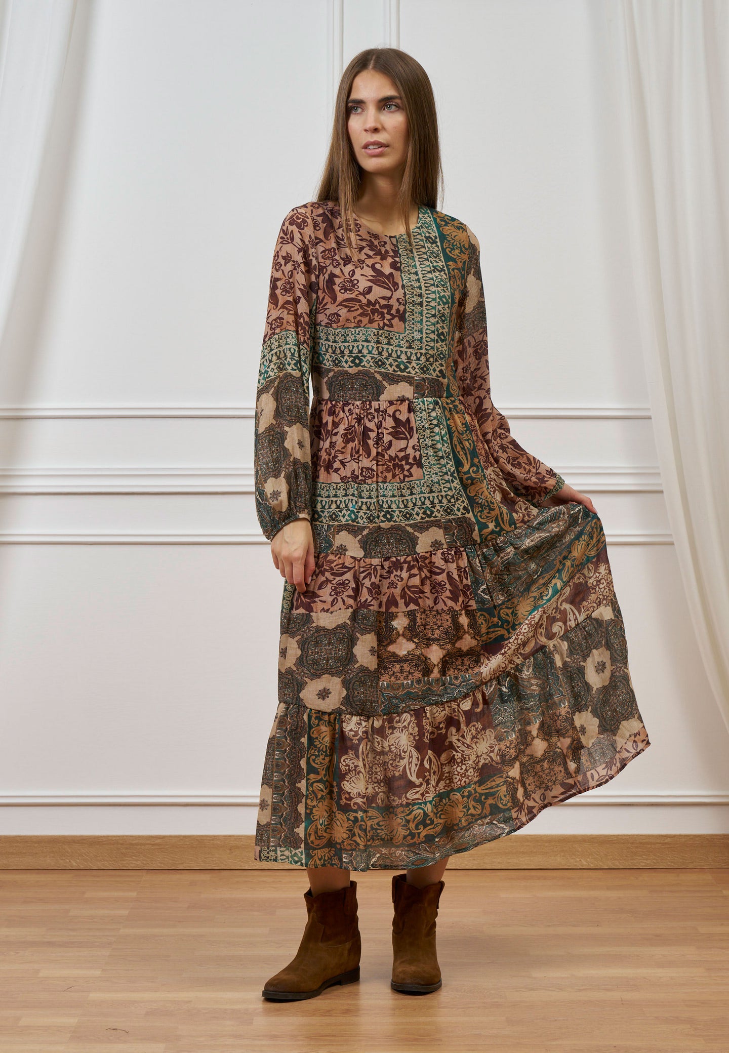 Vestito lungo fantasia patchwork