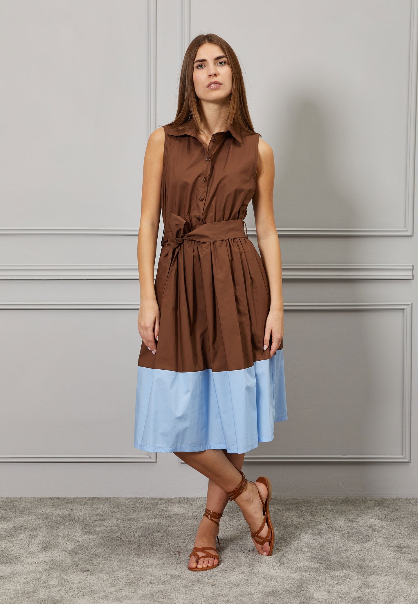Vestito midi chemisier bicolore