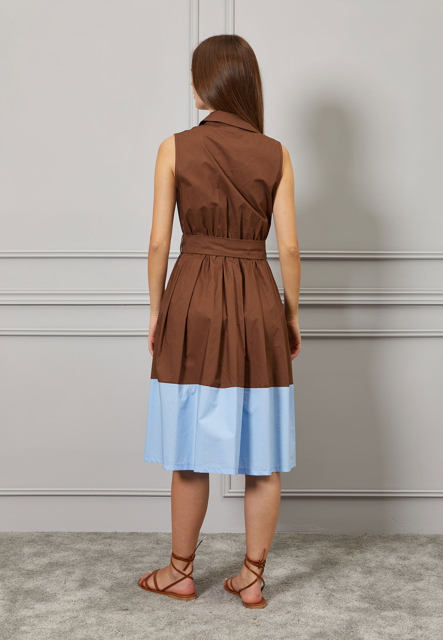 Vestito midi chemisier bicolore