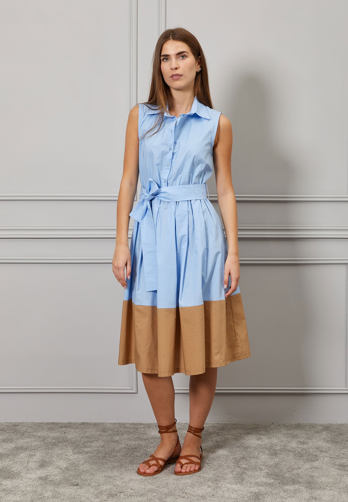 Vestito midi chemisier bicolore