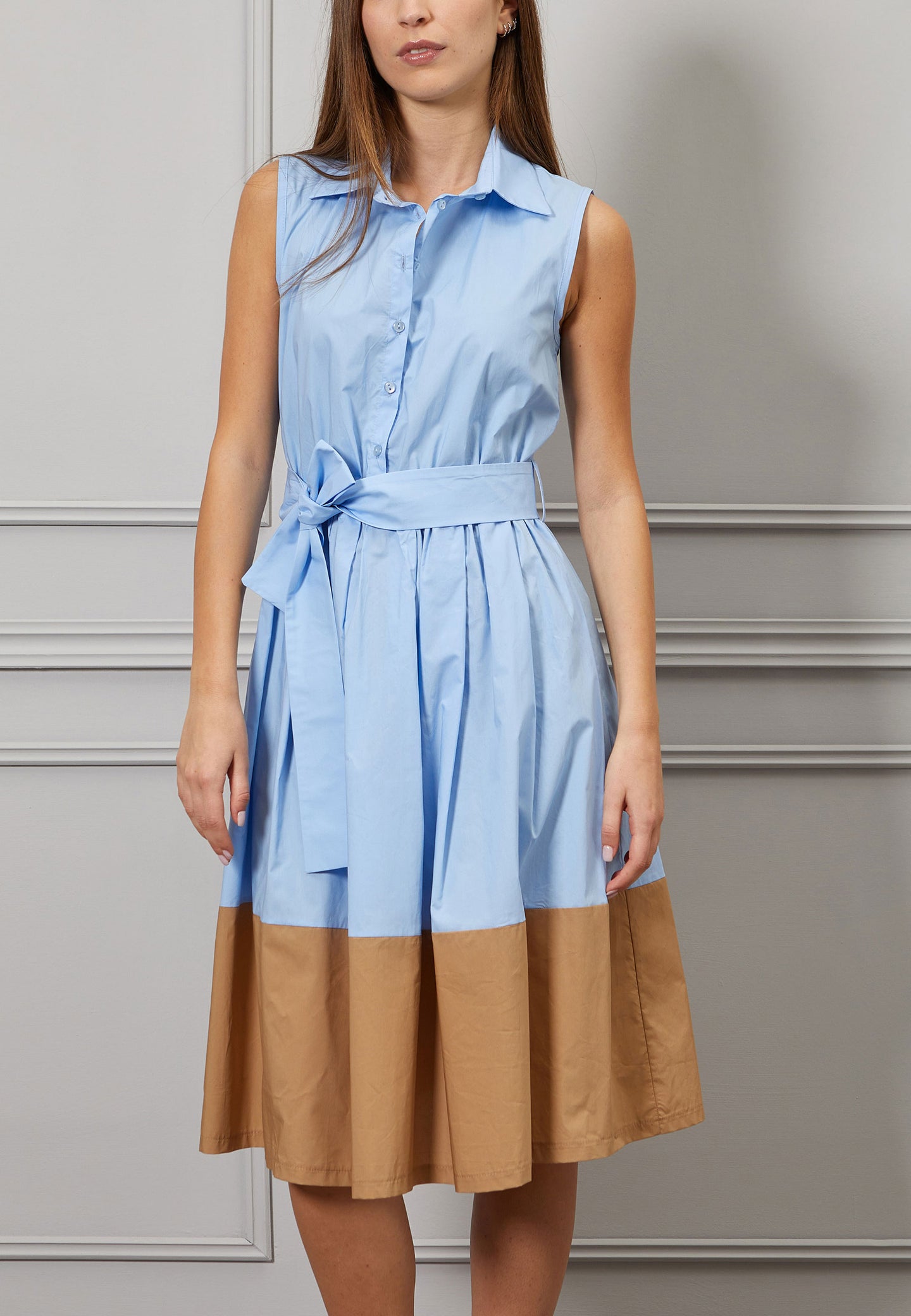 Vestito midi chemisier bicolore