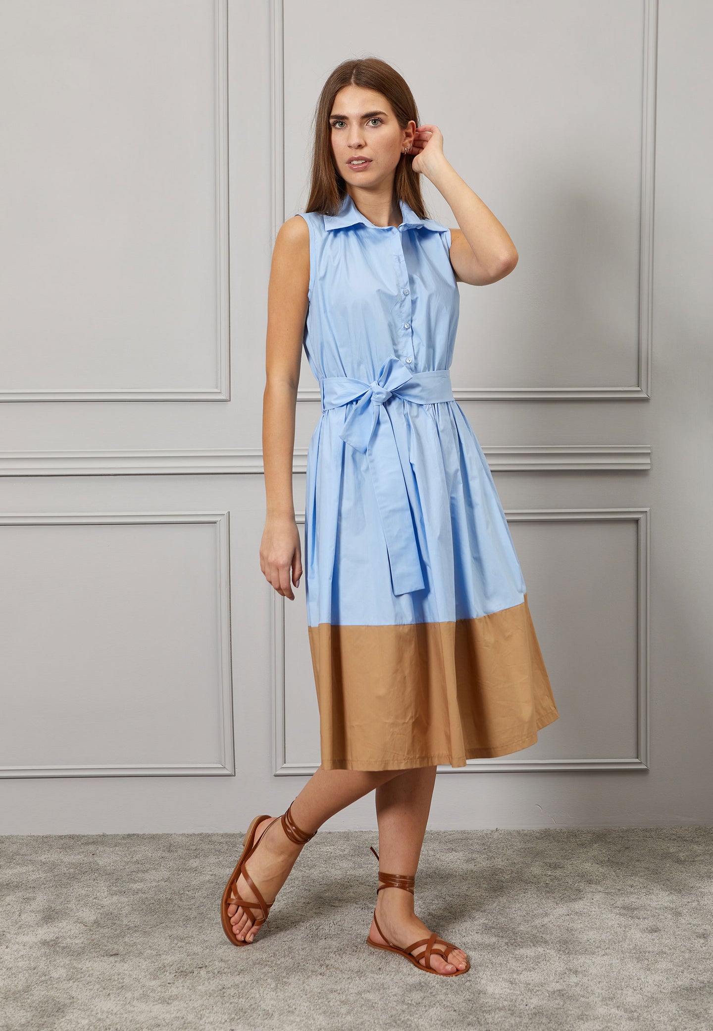 Vestito midi chemisier bicolore