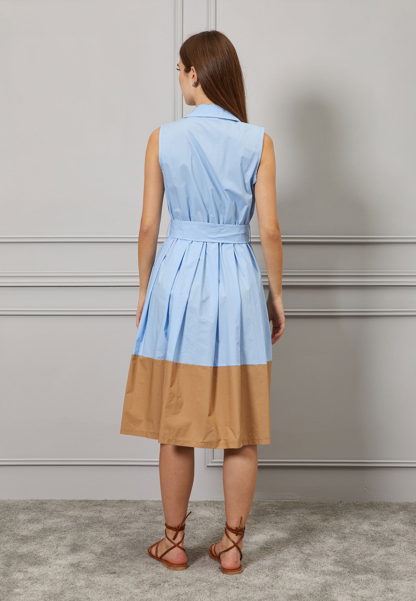 Vestito midi chemisier bicolore