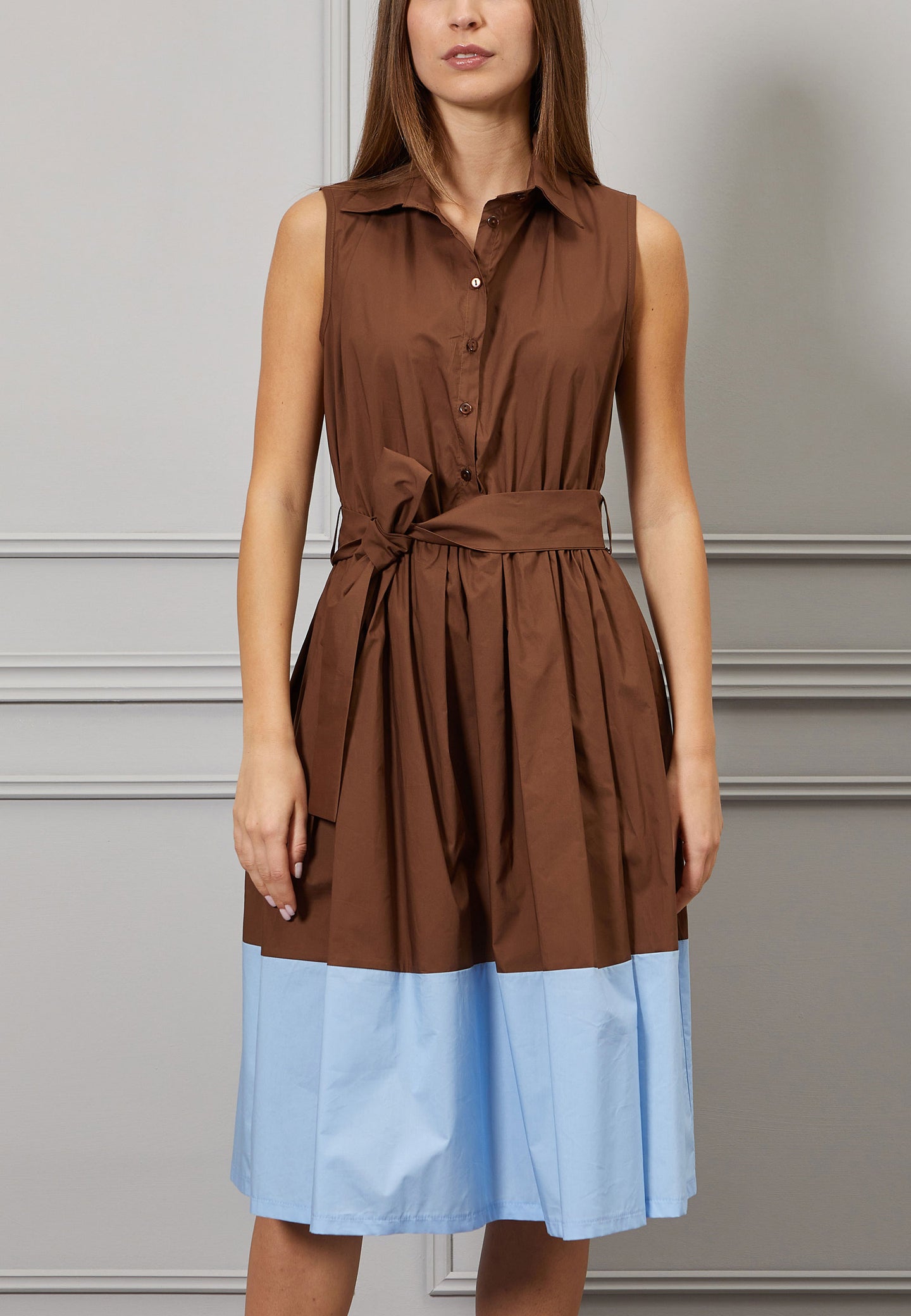 Vestito midi chemisier bicolore