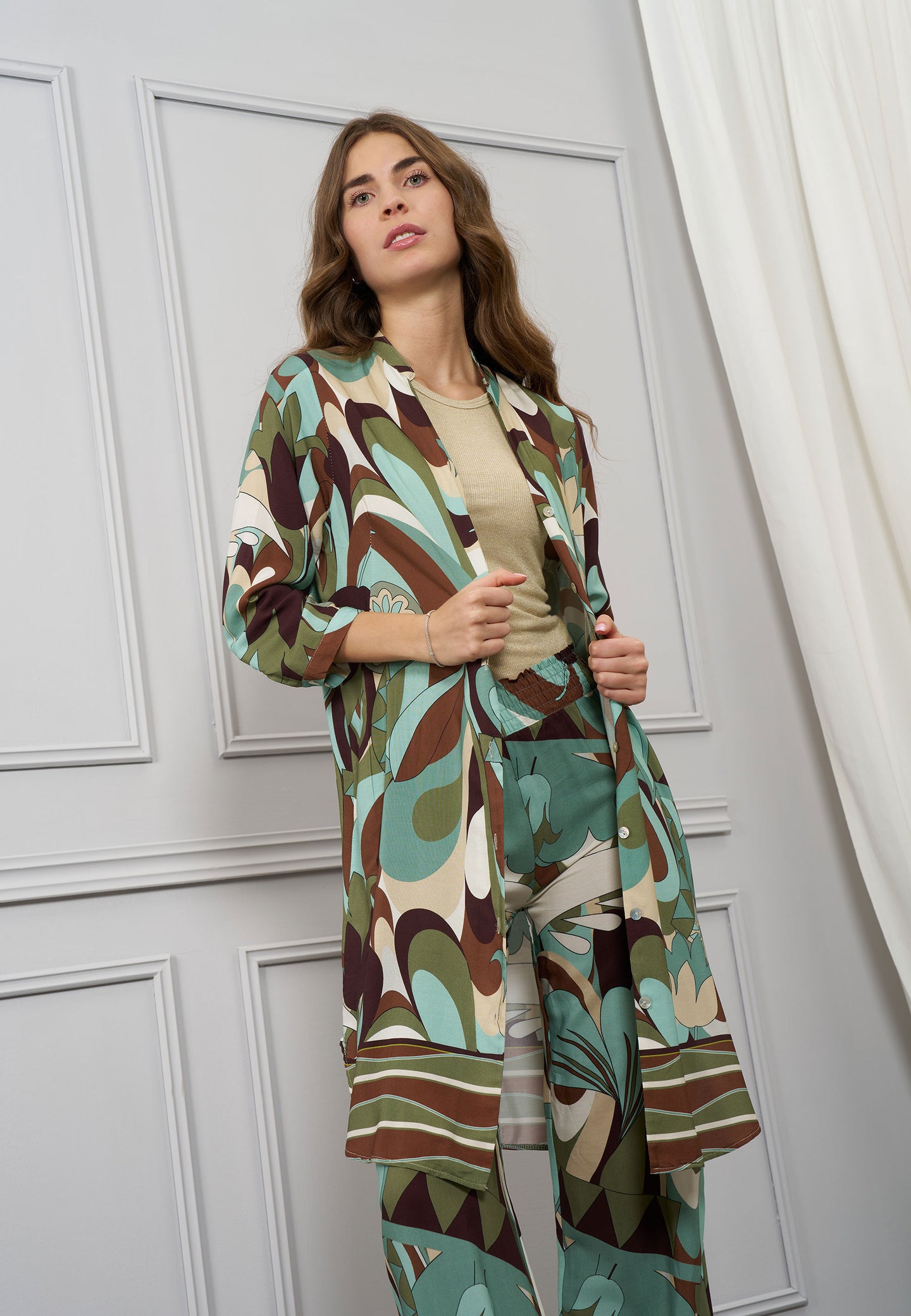Vestito midi chemisier stampato