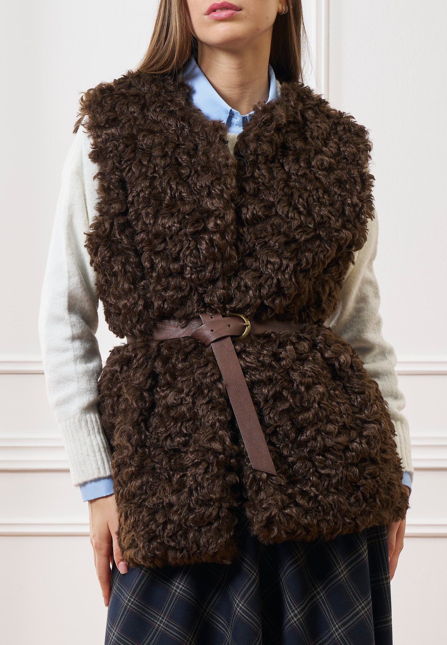 Cappotto smanicato in ecopelliccia