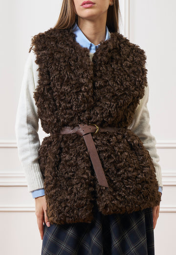 Cappotto smanicato in ecopelliccia