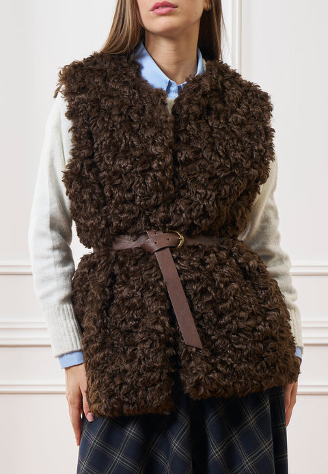 Cappotto smanicato in ecopelliccia