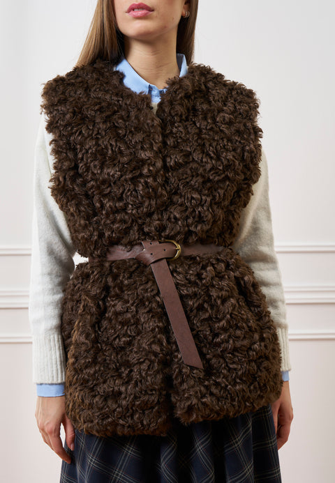Cappotto smanicato in ecopelliccia