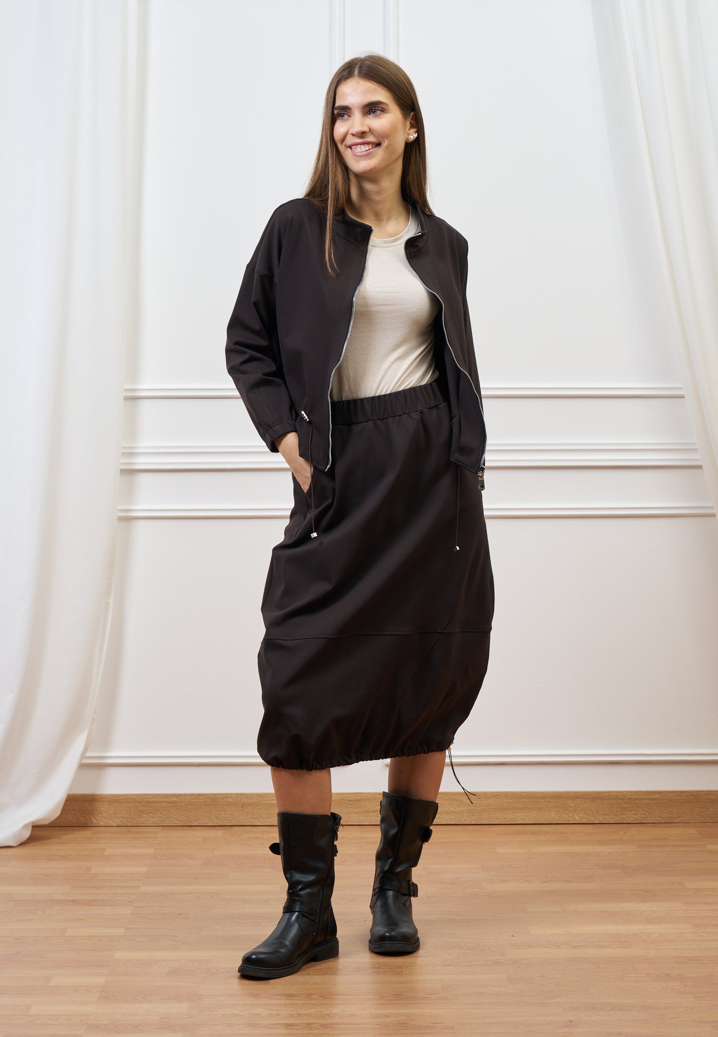 Giacca con coulisse in punto milano