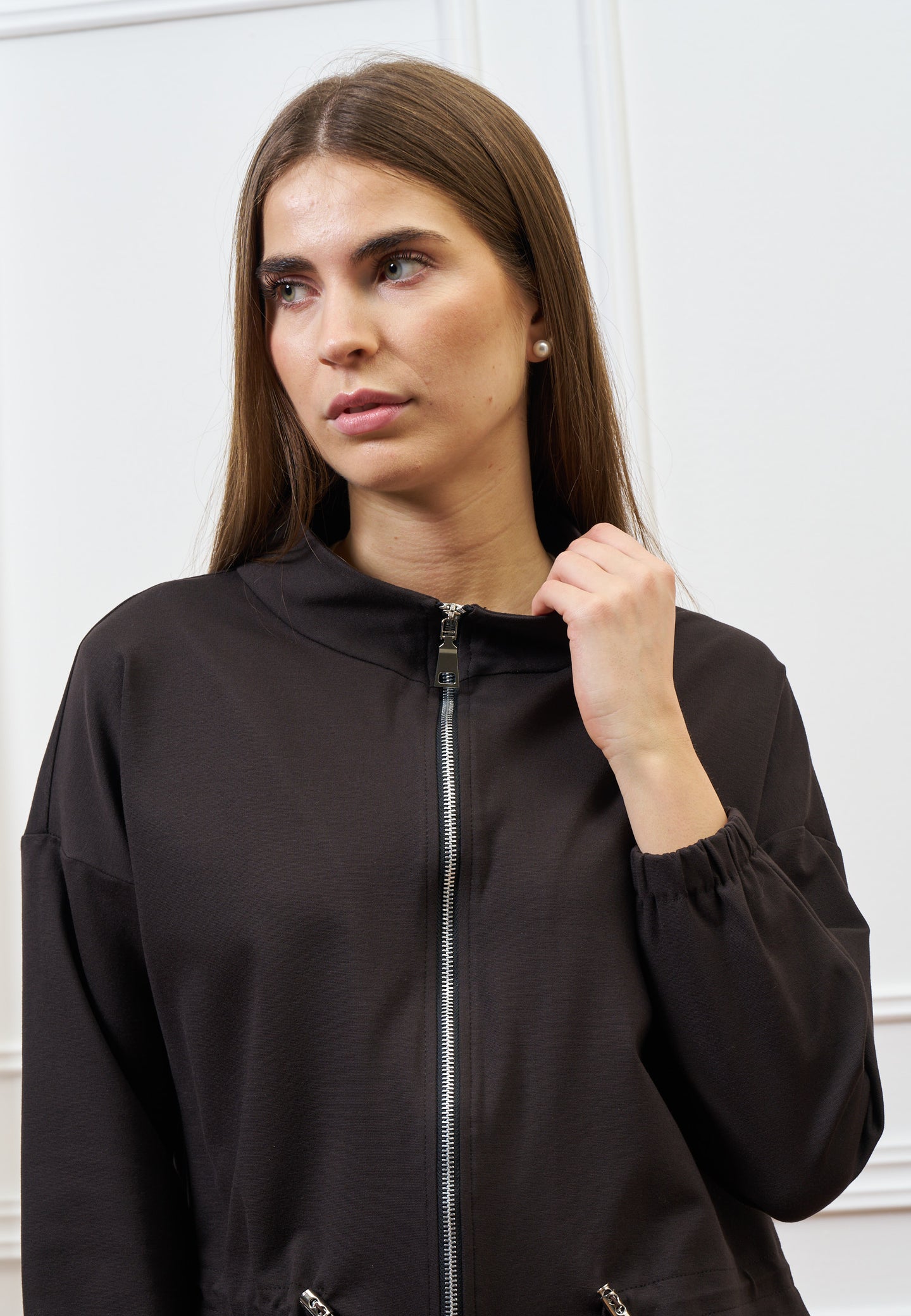 Giacca con coulisse in punto milano