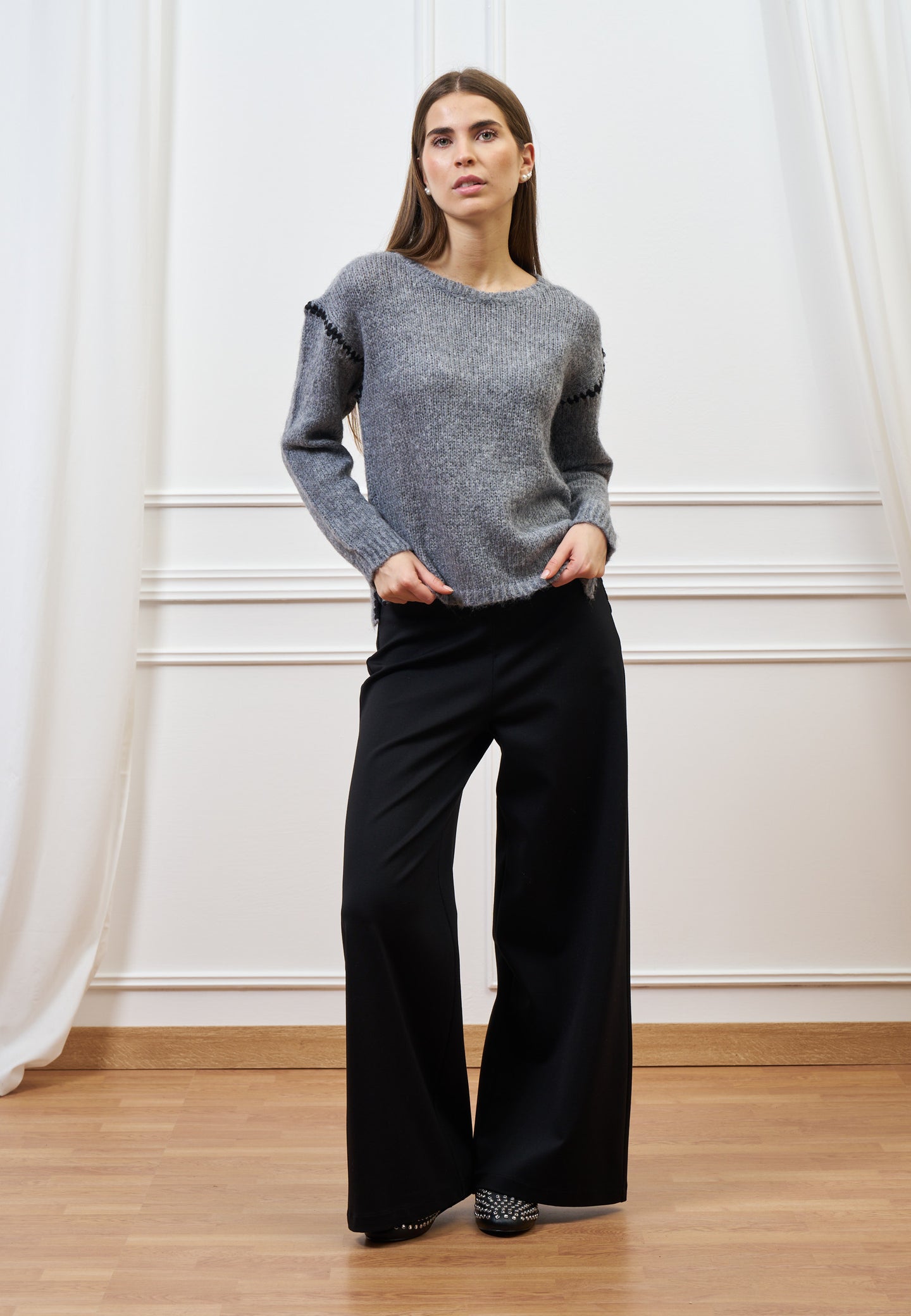 Pantalone palazzo in jersey