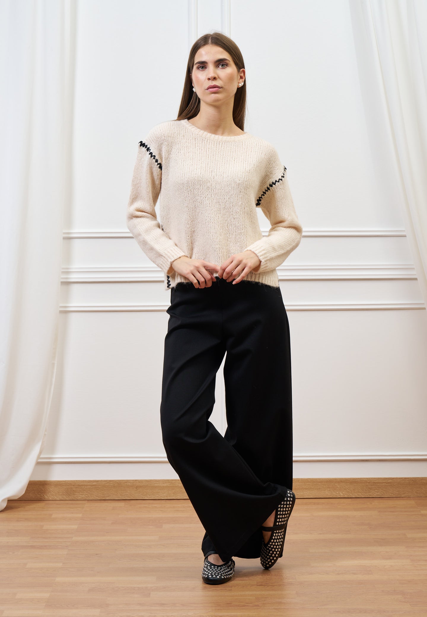 Pantalone palazzo in jersey