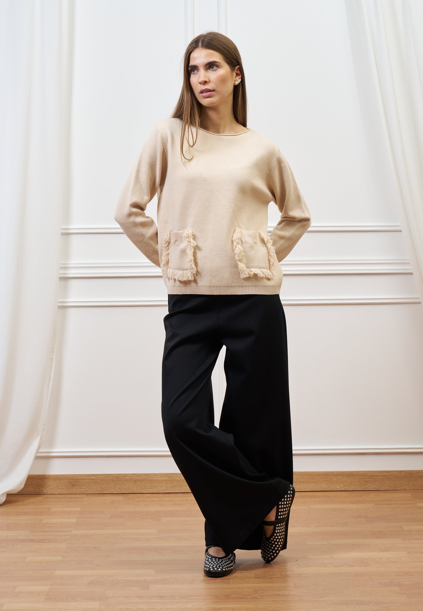 Pantalone palazzo in jersey