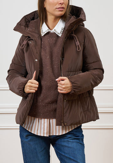 Piumino corto con cappuccio