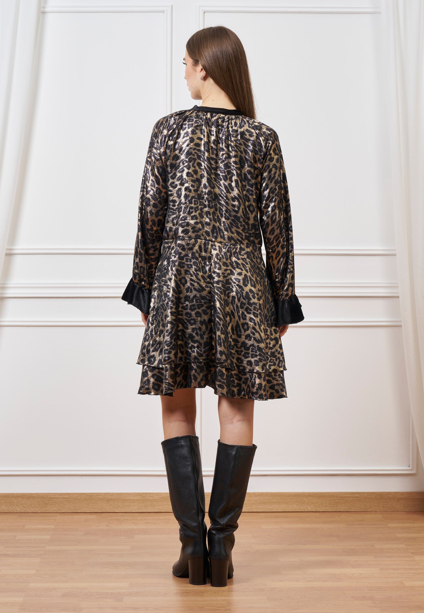 Vestito corto stampato metalizzato