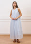 Vestito lungo allacciato in mussola - CELESTE