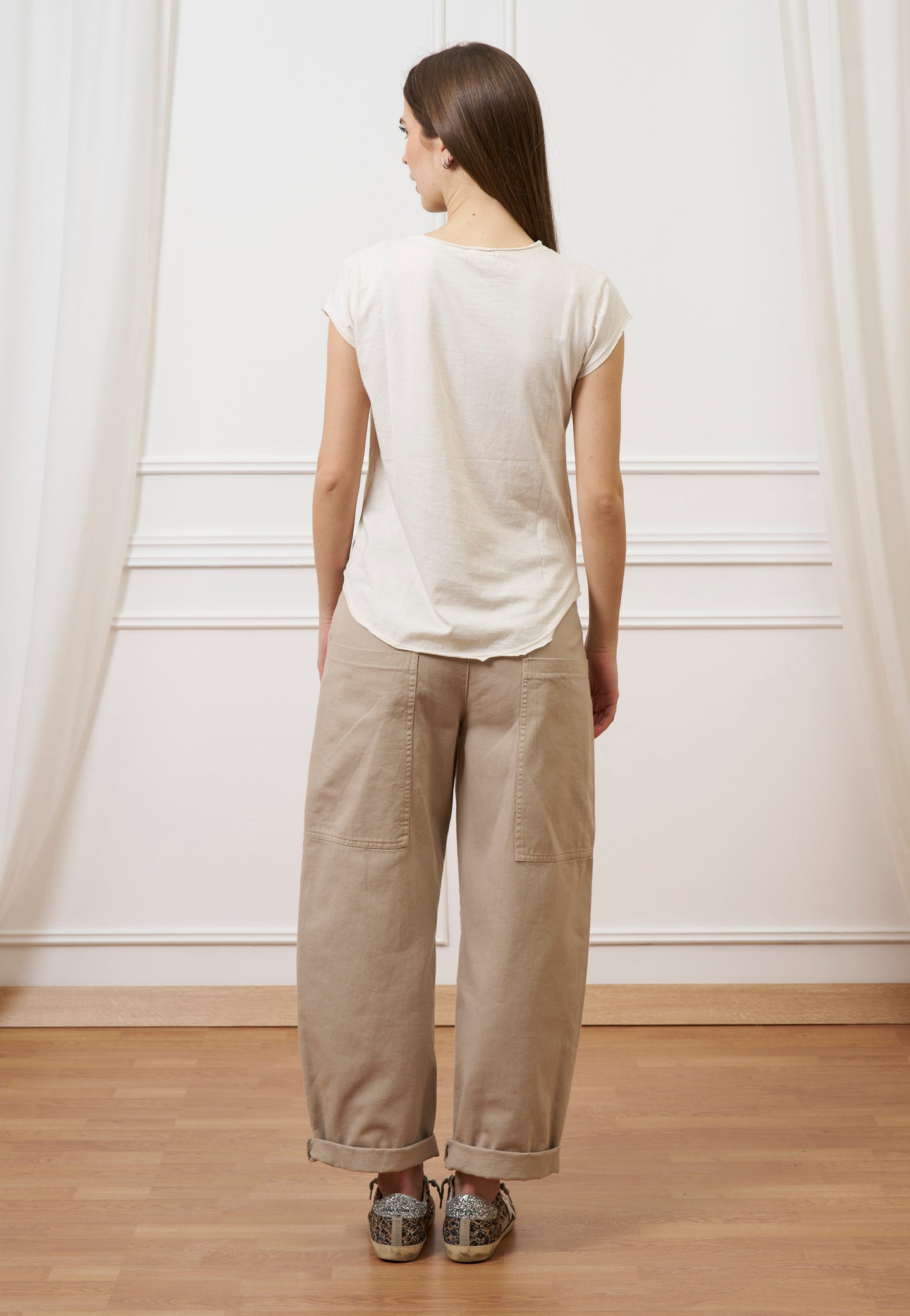 T-shirt mezza manica taglio vivo - AVORIO