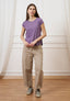 T-shirt mezza manica taglio vivo - MALVA