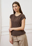 T-shirt mezza manica taglio vivo - MARRONE