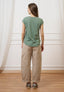 T-shirt mezza manica taglio vivo - SALVIA