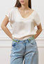 Blusa in raso a maniche corte - AVORIO